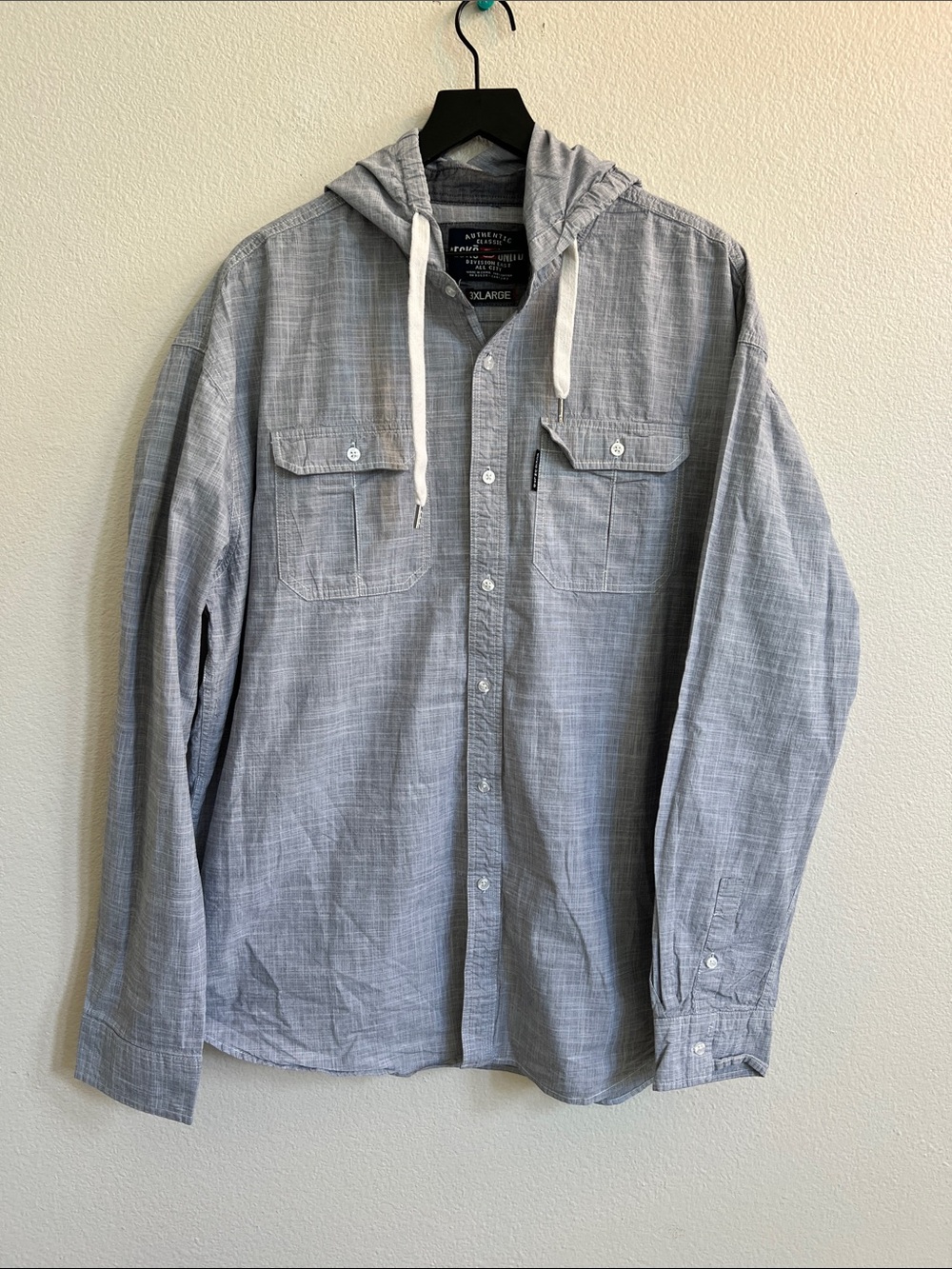 ECKO UNLTD. Lightweight Hooded Buttoned Up Shacket Shirt Jacket Grey Men's 3XL